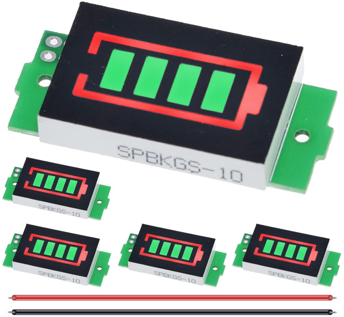 5pcs 1/2/3/4/5/6/7/8S Lithium Battery Capacity Indicator 3.7V Green Battery Capacity, LED Display for DIY with 26 AWG - ShopVlot