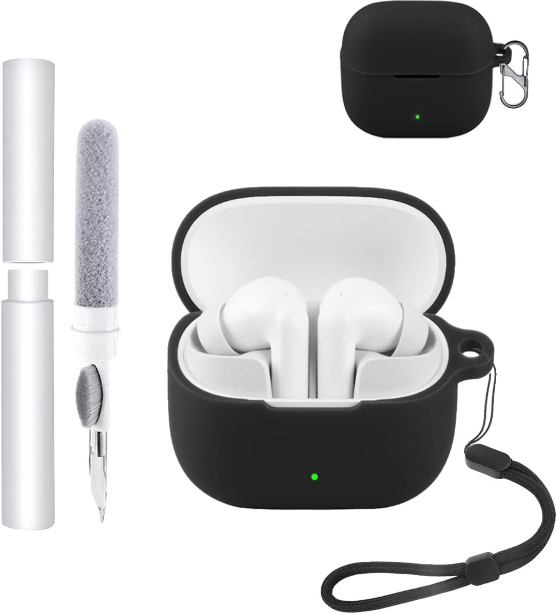 Housing Case for Baseus Bass BP1 NC Earbuds, Shockproof Waterproof Soft Slim Silicone Cover with Cord, Keychain and - ShopVlot
