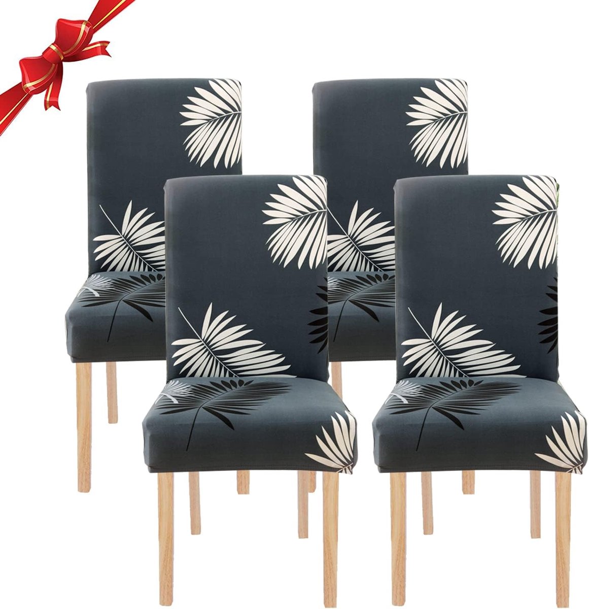 Jaotto Elastic Chair Covers with Backrest 4 Pieces Universal Chair Covers for Dining Room Kitchen Modern Washable - ShopVlot