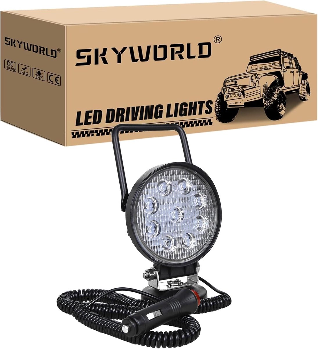 SKYWORLD Led Light Bar,4 inch 27W Magnetic Base Holder LED Lights 1 Pieces,Offroad Driving Lights Spot LED Light Bars - ShopVlot