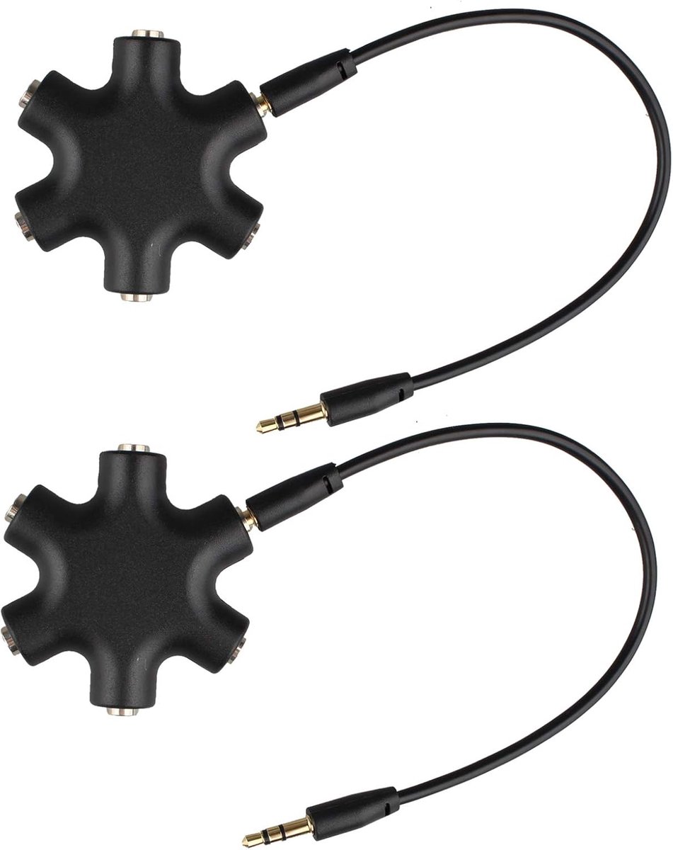 2Pcs Universal 3.5mm Headphone Splitter, Male to Female Multi Earphone Stereo 5 Way Audio Splitters Cable Compatible - ShopVlot