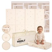Roosly Speelmat Baby - Speelkleed Baby - Foam mat XPE 180 x 200 cm Dubbelzijdig en opvouwbare - Inclusief Opbergtas - babygym - kruipmat - playmat - speelgoed - Veilig & Zacht - model KING Beige