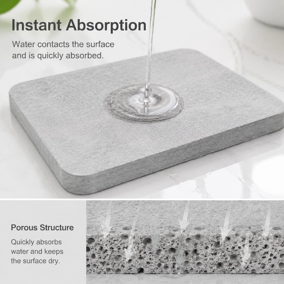 3 Pieces Pebble Kitchen Mat Set Water Absorbent Stone Coasters 16 x 8 cm and 8 x 8 cm, Quick-Drying Pebbles Kitchen - ShopVlot