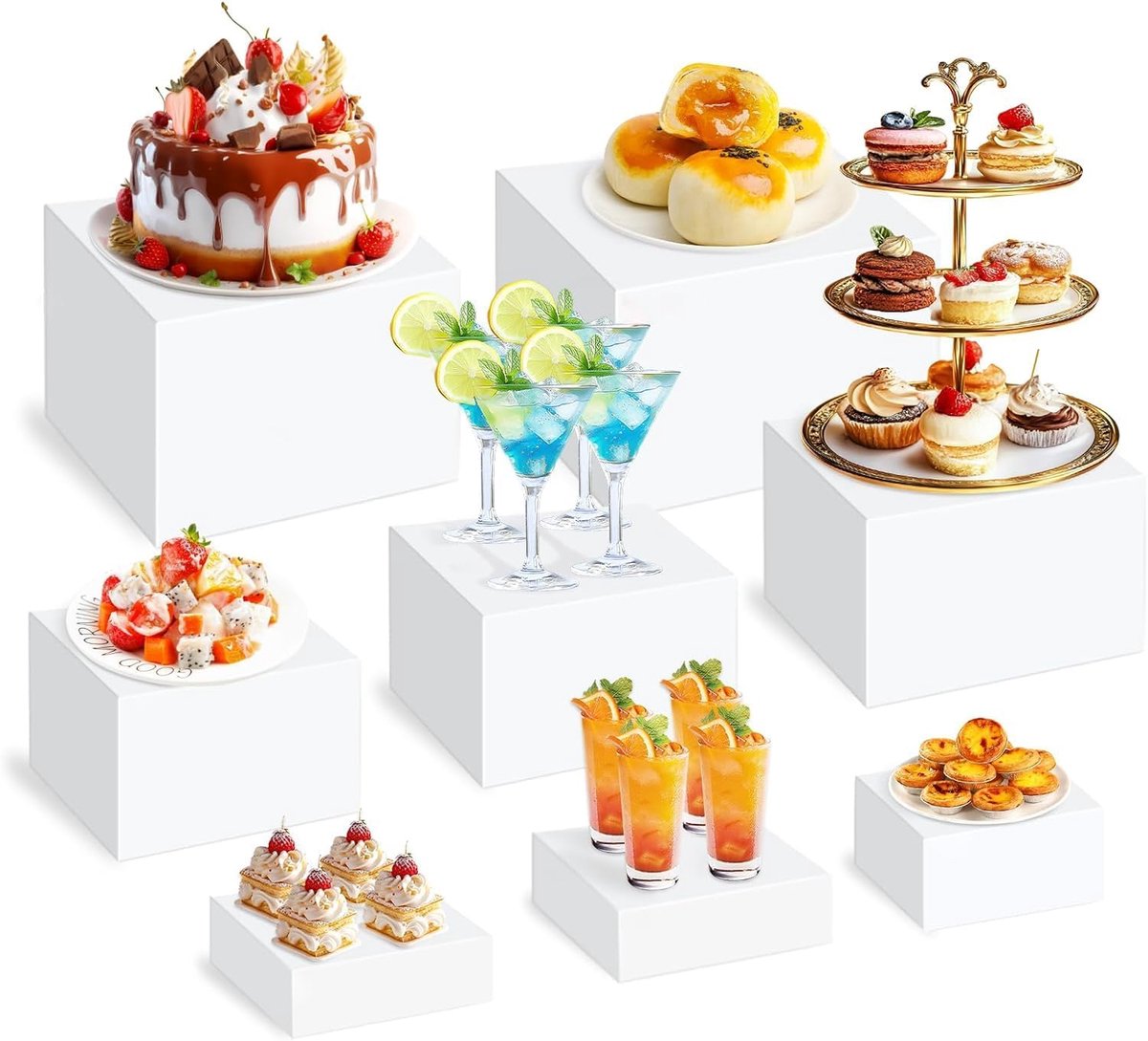 Cake Stand, 6 Pcs Cake Stand, Food Risers for Buffet Buffet Acrylic Buffet Stand, Reusable Display Organizer for - ShopVlot