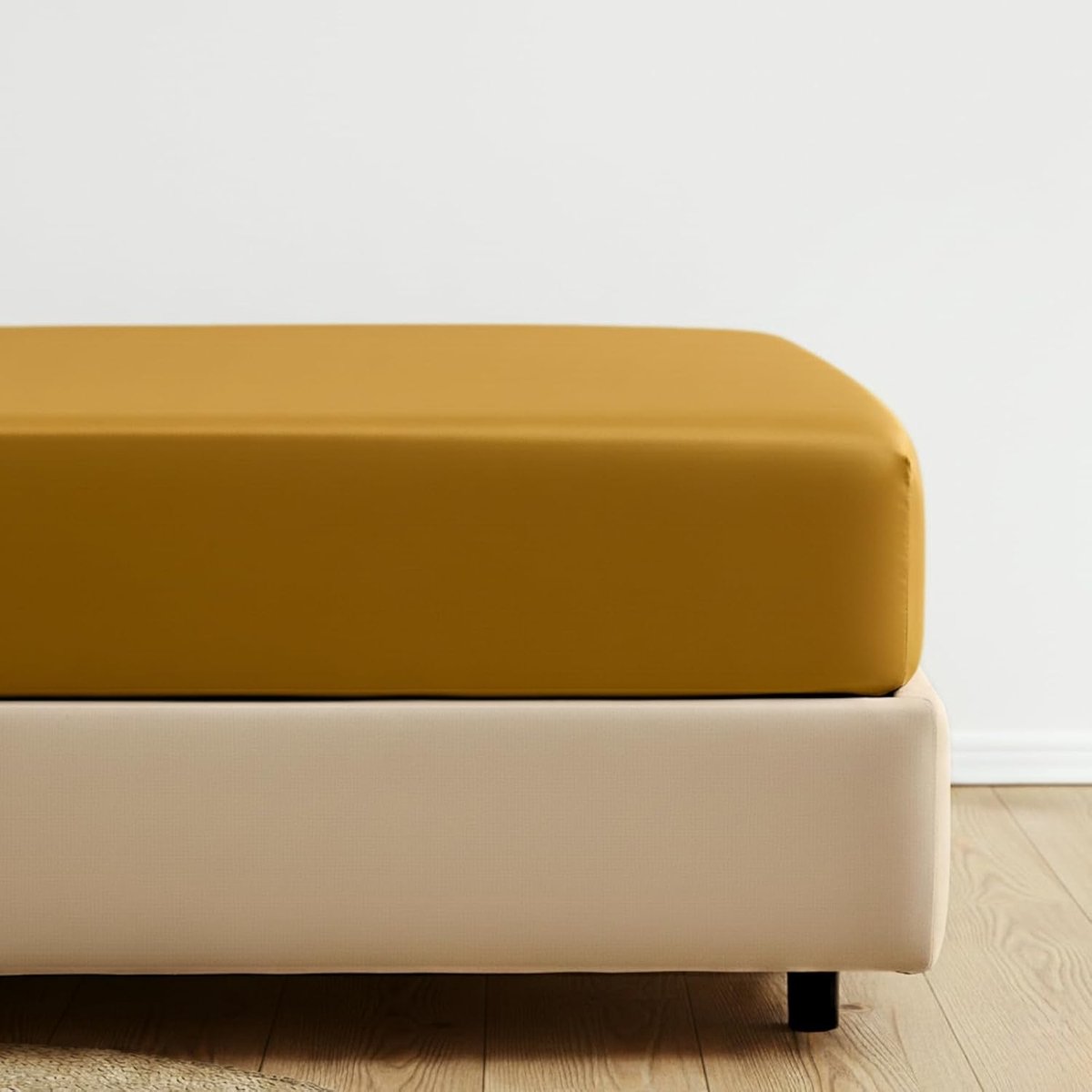 Fitted sheet 90 x 200 cm, yellow fitted sheet, 100% cotton, combed cotton, Oeko-Tex certified, yellow, 90 x 200 cm - ShopVlot