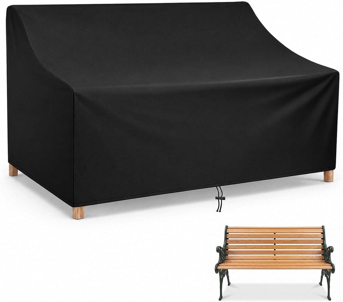 2-zits tuinbankhoes, waterdicht, 134 x 66 x 89 cm, beschermhoes van polyrotan voor zitgroep, tuinbank, parkbank en - ShopVlot