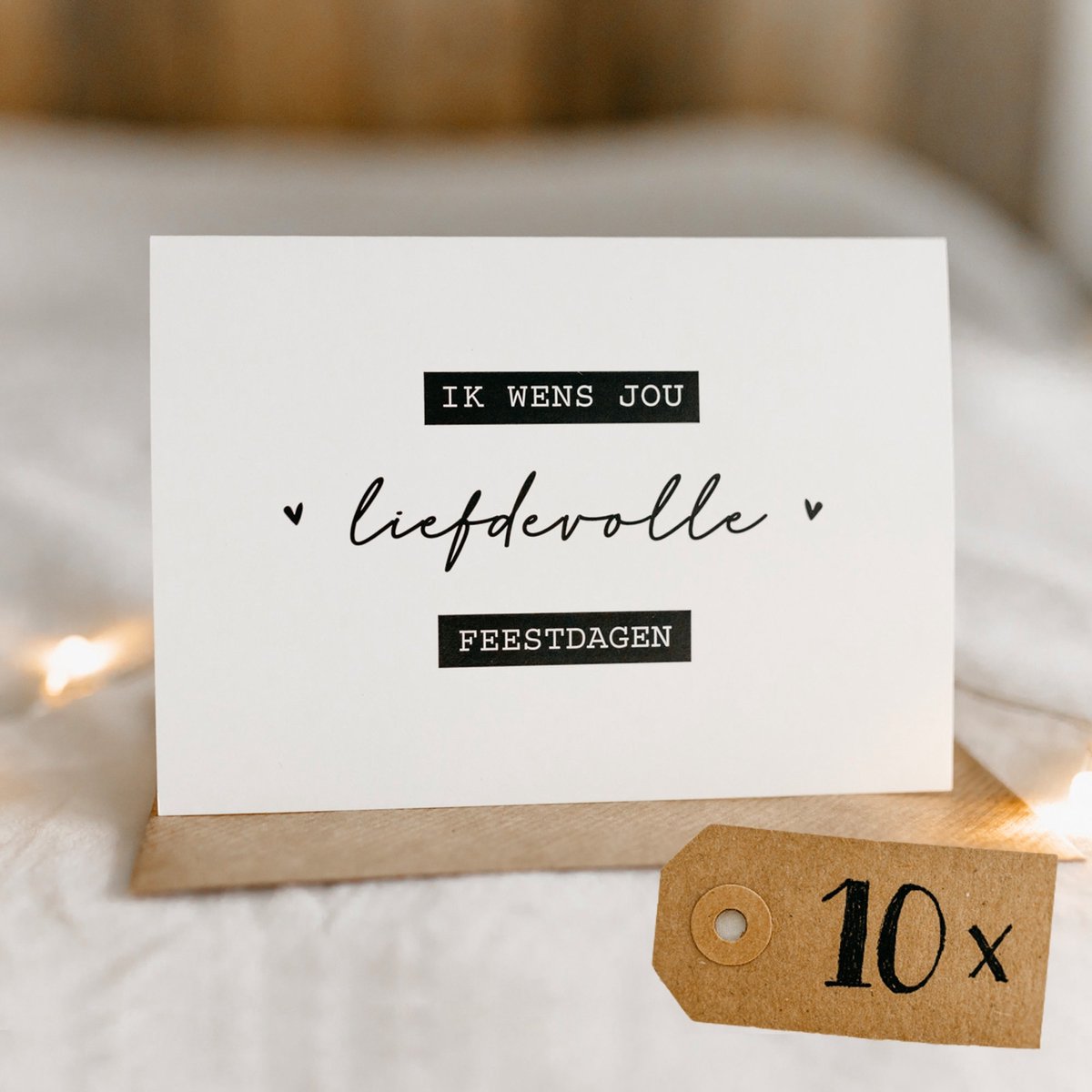 10x hippe Nederlandse kerstkaarten (A6 formaat) - kerst kaarten om te versturen - kaartenset - kaartjes blanco - kaartjes met tekst - Luxe kerstkaarten