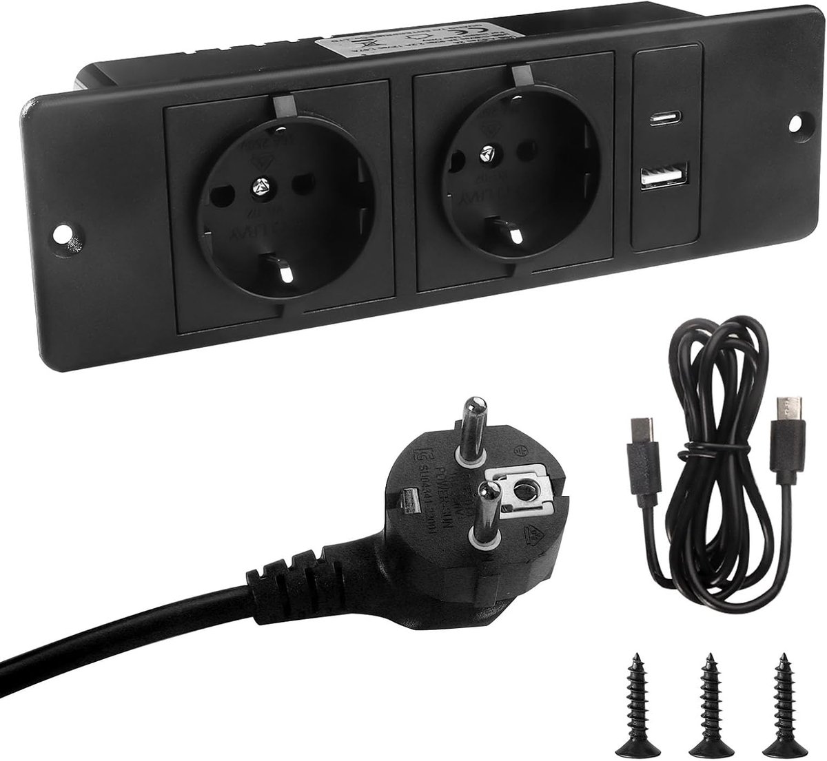 Tabletop recessed socket with 1 USB and 1 Type-C - ShopVlot
