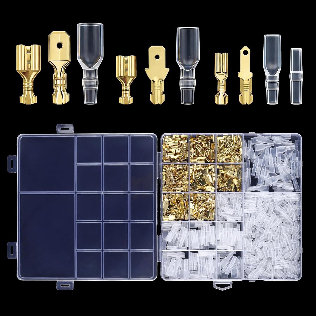 1200pcs Cable Lugs Flat Plug Set 0.3cm 0.5cm 0.6cm Flat Plugs - ShopVlot