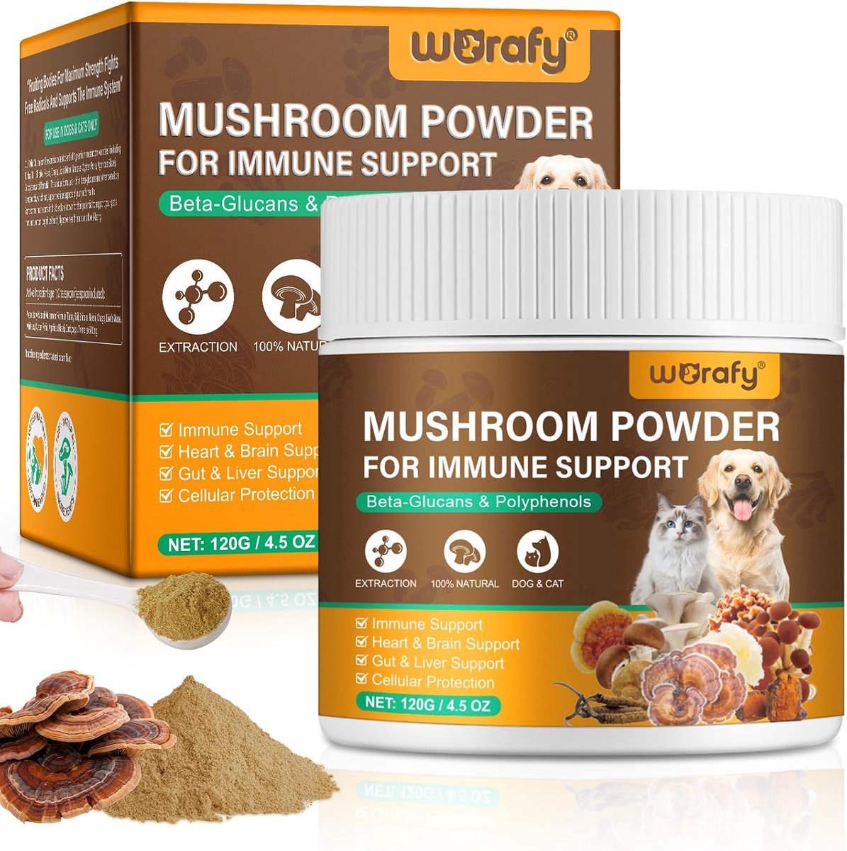 Mushroom Powder for Pets, 11 High Quality Wild Mushrooms to Support the Immune System, Cardiovascular System, Bowel - ShopVlot