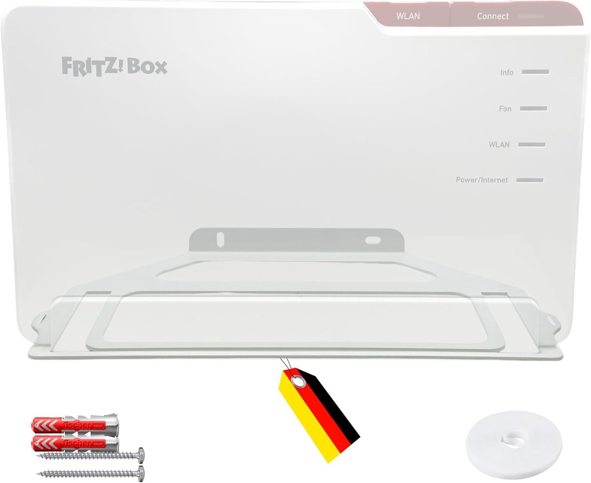 Metalen wandhouder voor AVM Fritz!Box 5690 Pro, robuuste stalen houder voor routers, perfecte koeling en veilige grip - ShopVlot