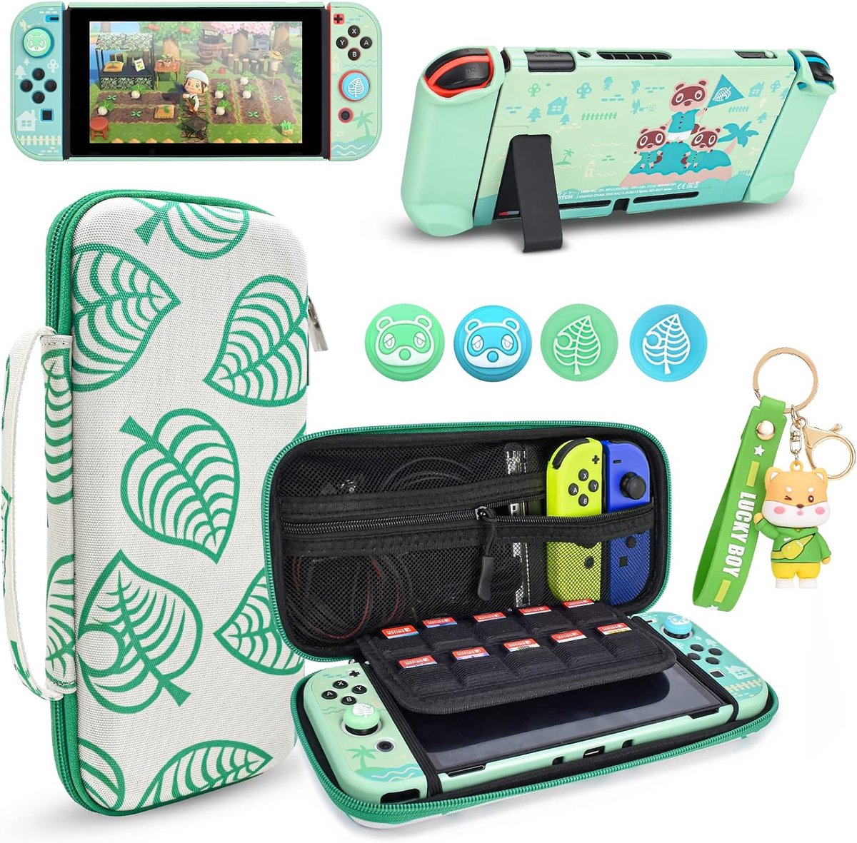 DLseego Carrying Case for Switch Accessories Bundle for Switch Console with Dockable Hard Cover Animal Crossing Shell - ShopVlot