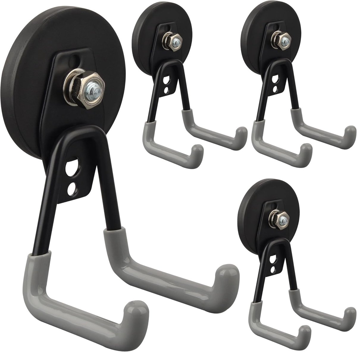 ULIBERMAGNET Magnetic Hooks for Garage, 4 Pieces, Magnetic Hooks with Non-Slip Coating for Hanging Indoor and Outdoor - ShopVlot