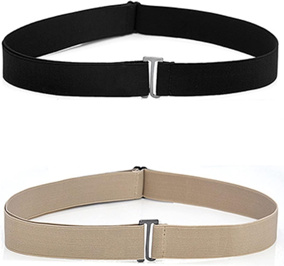 BLMHTWO 2PCS Invisible Elastic Belt, Adjustable No Show Belts No Buckle Women Belt Elastic Stretch Belt With Flat - ShopVlot
