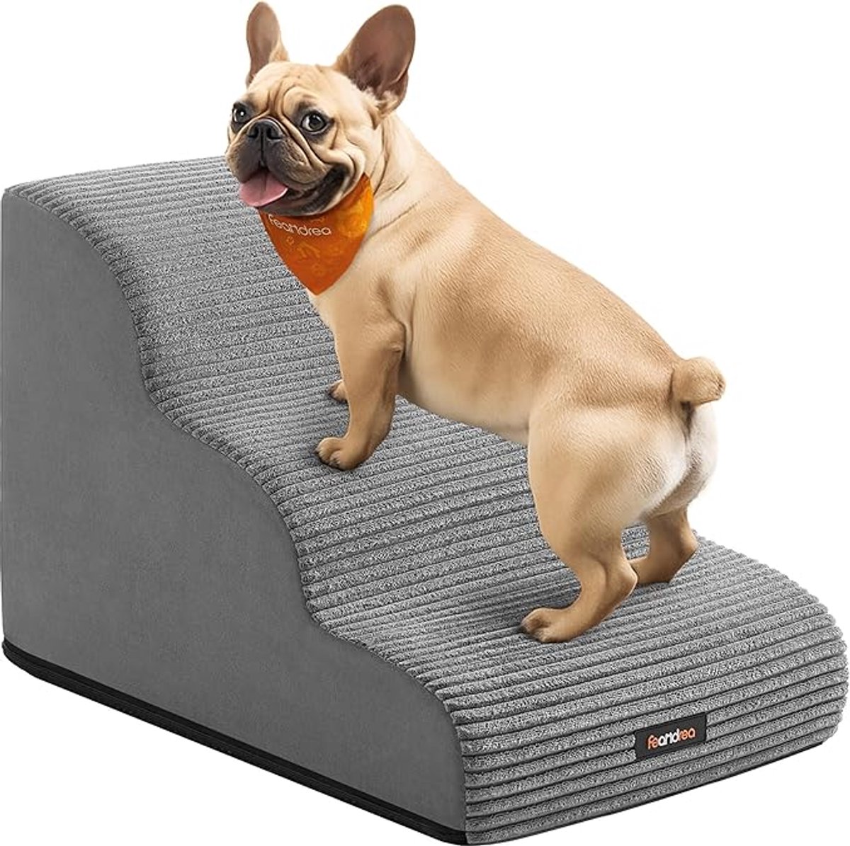 Conway Living® Hondentrap 3 Treden - Huisdiertrap voor Bank en Bed - Zachte Helling - Anti-Slip & Waterdicht - 57x40x40 cm - Duifgrijs