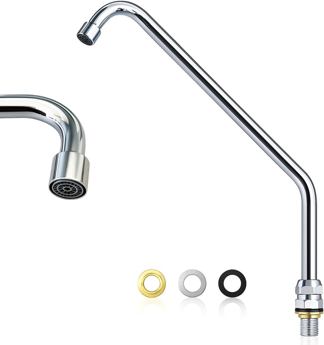 GOLDMAN SERVICE High Swivel Spout with Aerator for Industrial Kitchen Faucet, Chrome Stainless Steel Gooseneck - ShopVlot