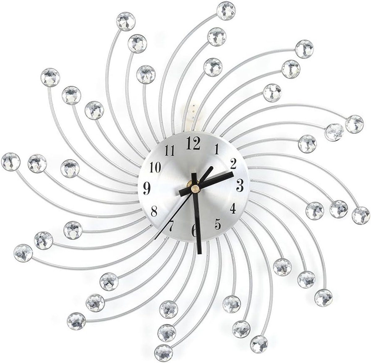 Silver Wall Clock, Modern Silent Metal Clock, Mantle Clocks for Living Room Clock Creative Numbers Art Decoration for - ShopVlot