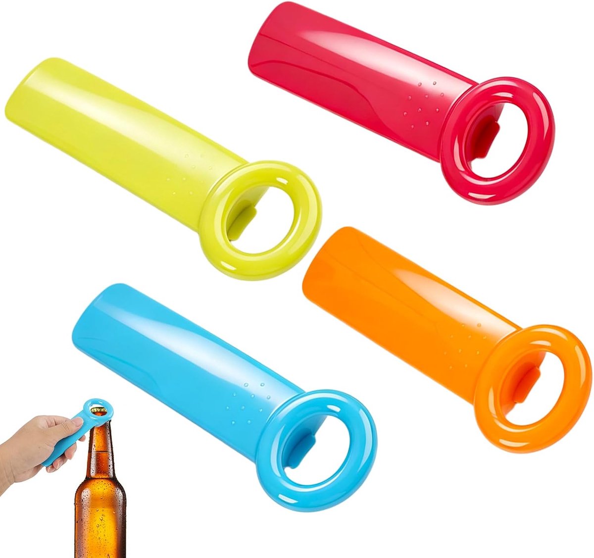 4 stuks handmatige flesopener van ABS, flesopener voor mensen met vermoeide handen, flesopener voor thuis, 4 kleuren - ShopVlot