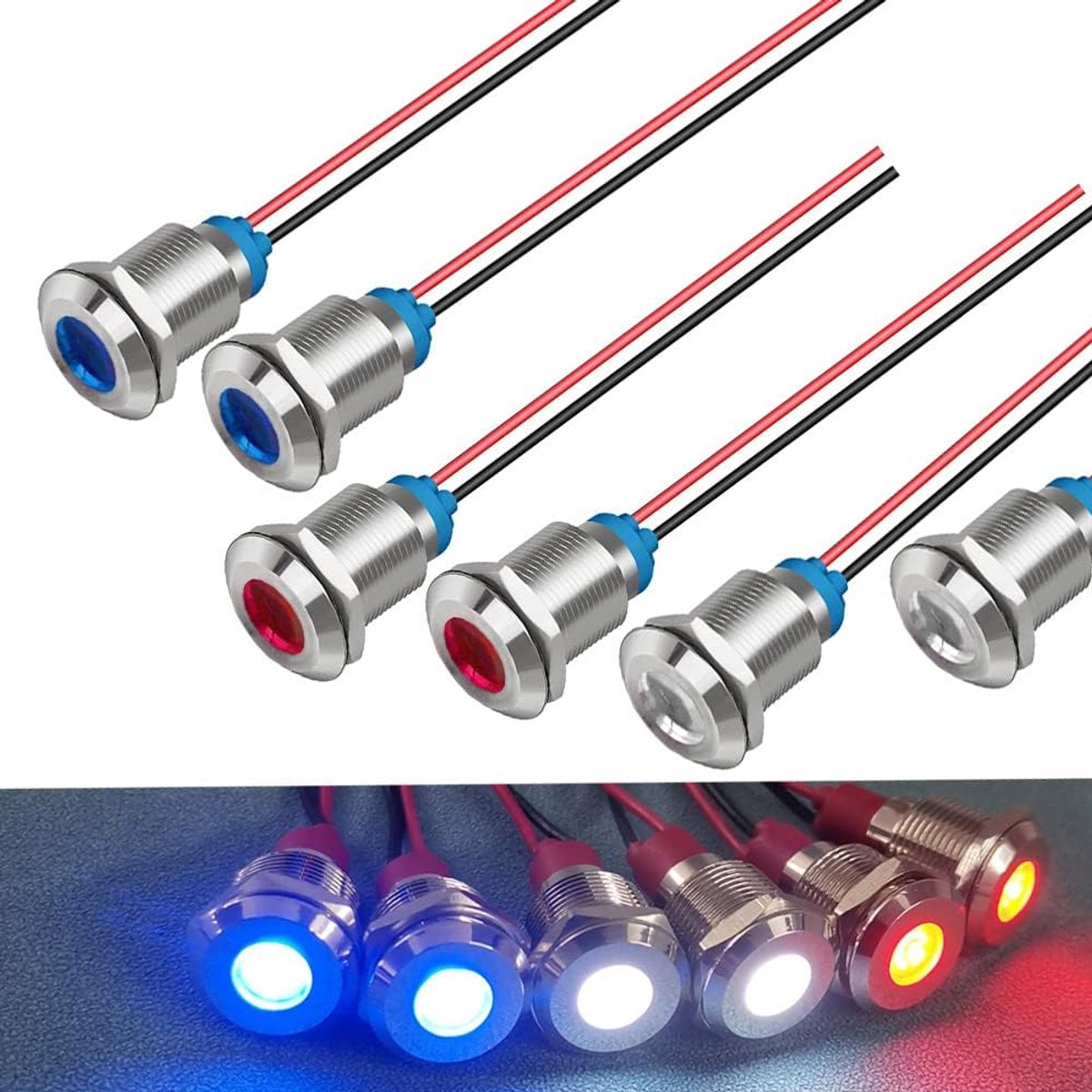 GUUZI 6pcs 220V-230V AC 12mm LED Panel Pilot Dash Warning Light Indicator Light Lamp Pilot Dash Lamps Directional - ShopVlot