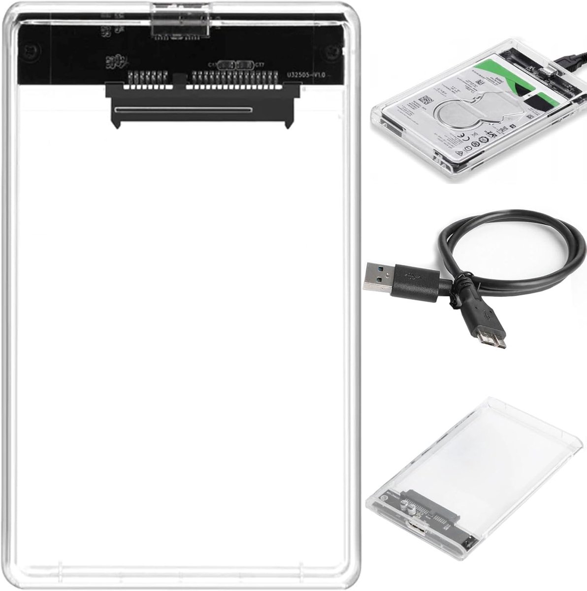Harde schijf externe behuizing 2.5 inch - USB 3.0 - transparant - snelle gegevensoverdracht - ShopVlot