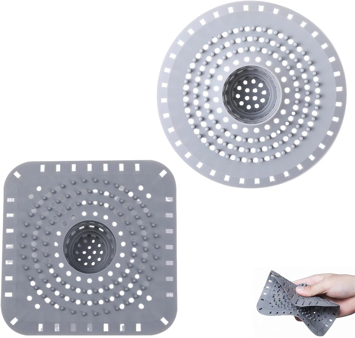 Haarvangers siliconen - 2 stuks - vierkant en rond - effectief tegen verstopping - ShopVlot