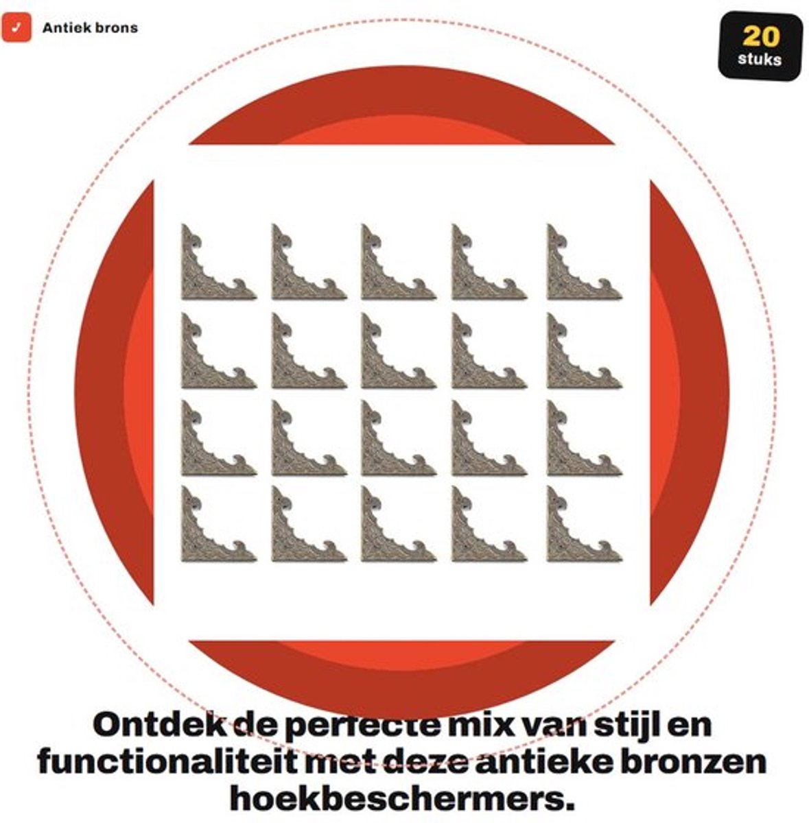 Hoekbeschermer Antibotsing - Decoratieve Beugel - Vleermuis Patroon - Metalen Hoekbeschermer - Groot Pak van 20 - Veiligheid voor Wijnkist/Boekalbum