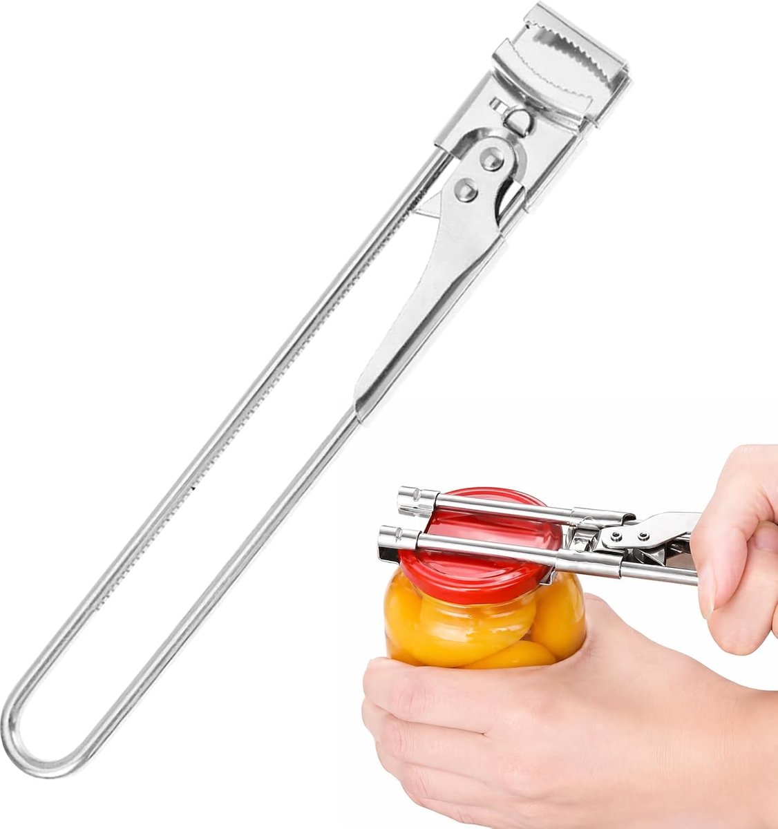 Glasopener dekselopener - roestvrij staal - instelbaar - moeiteloos openen van schroefdeksels - ShopVlot