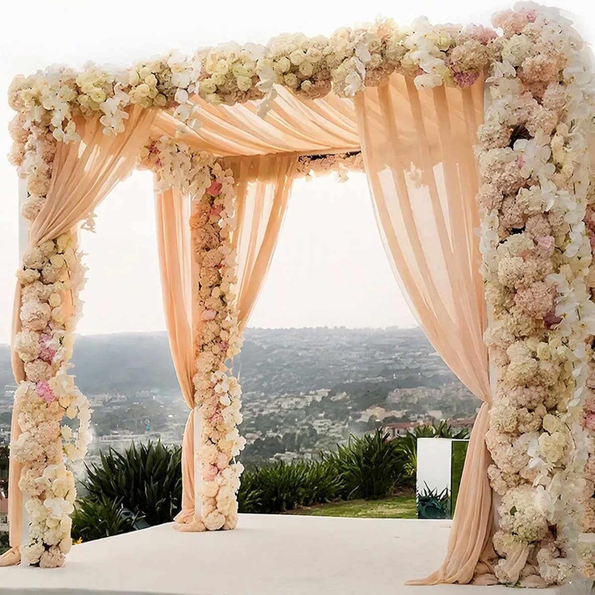 Tulgordijn bruiloft 1,6 x 8 m - zachte chiffon stof - elegante drapering - perfecte achtergrond voor ceremonie - ShopVlot