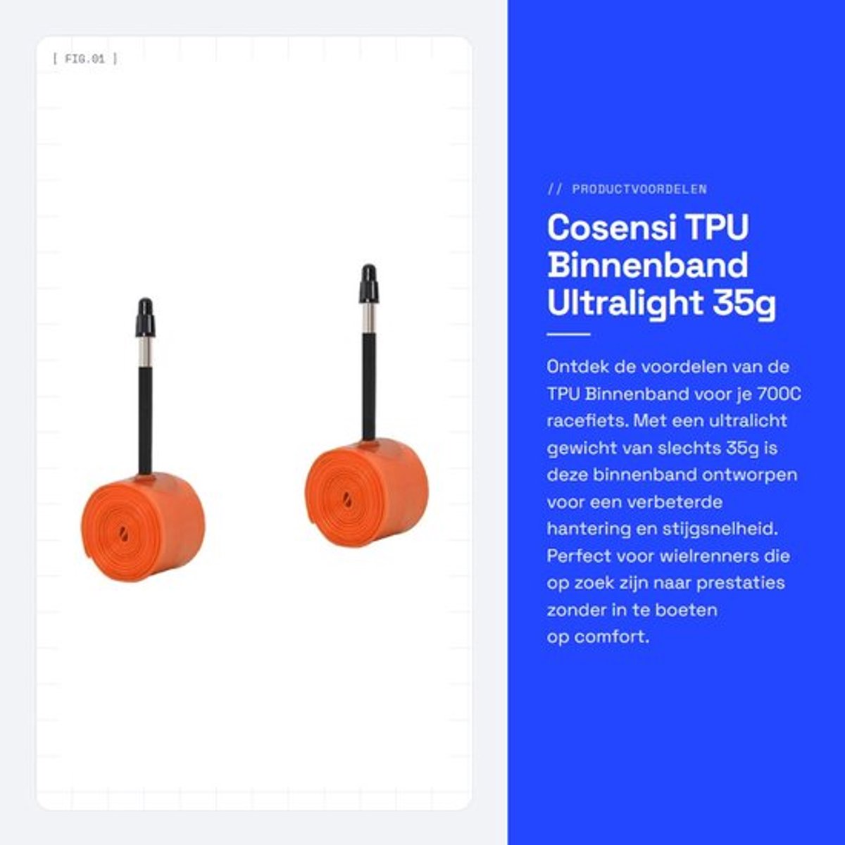 Binnenband Ultralicht 35g - TPU Binnenband - Geschikt voor 700C - Versterkt Ventiel - Verouderingsbestendig - Schokdemping - Fietsband