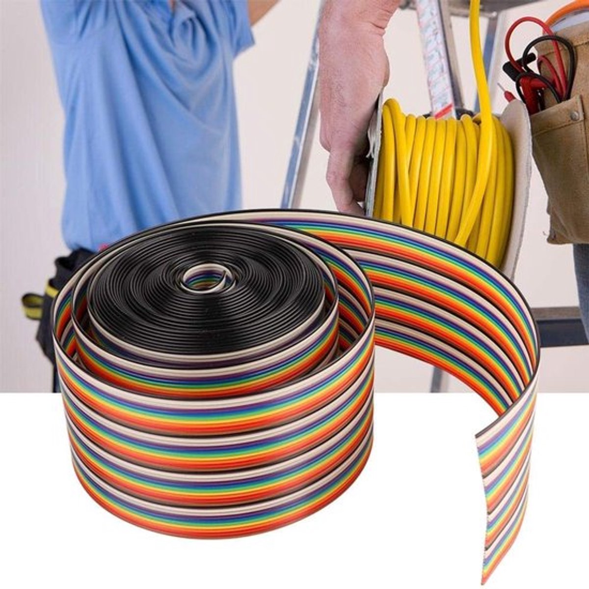 Lintkabel - 40p Rainbow platte lintkabel - Hittebestendig PVC - 1 m - Afstandsafstand kabel - Geschikt voor diverse toepassingen - Kleurr...