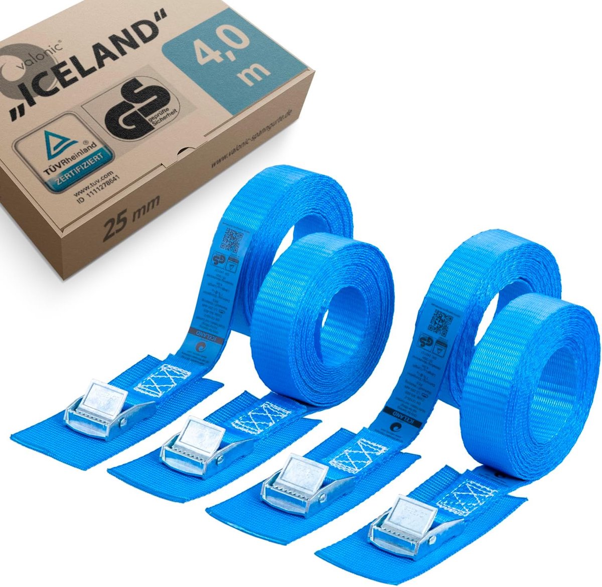 Lashingsband 4 x 4 m - 25 mm - Gevoerde met klemvergrendeling - Ideaal voor het veiligstellen van wasmachines - ShopVlot