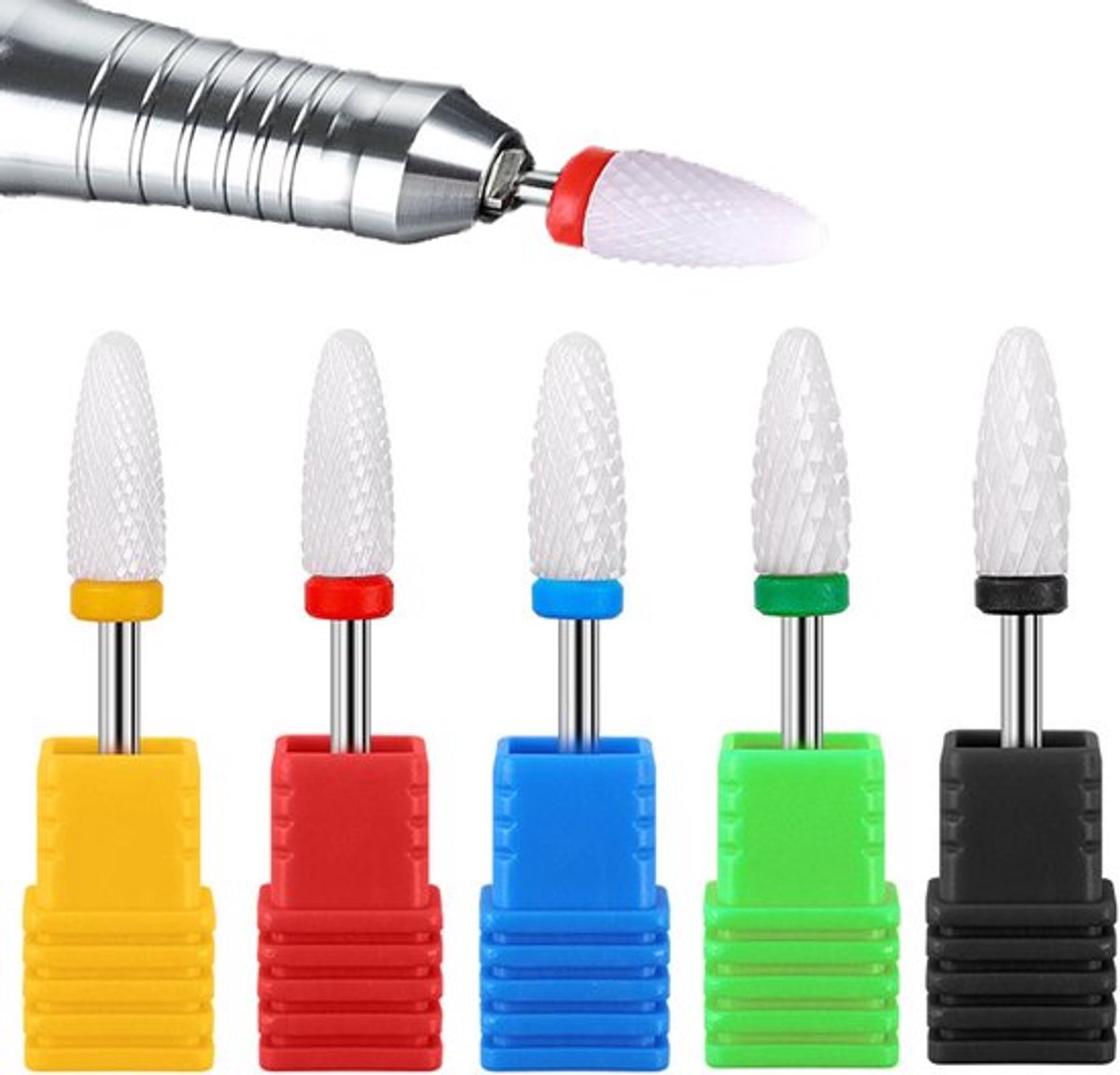 Keramische Nagelboortjes - 5 Stuks - Professioneel en Duurzaam - 3/32" Formaat - Geschikt voor Pedicure en Nail Art - Voor Geavanceerde G...