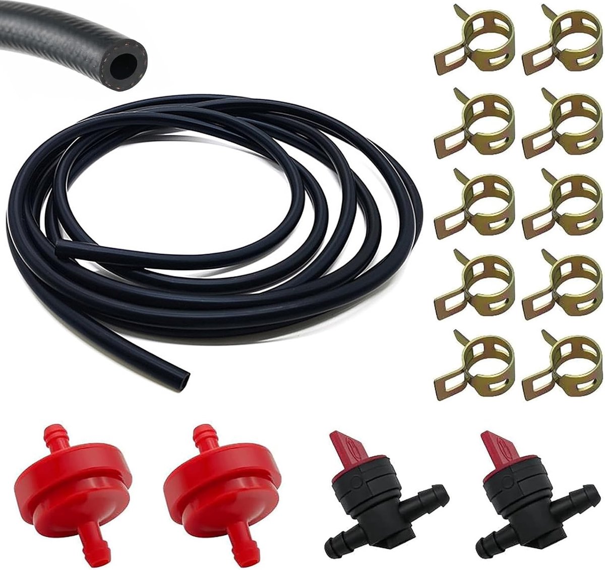 Benzineslang 2m 6mm Set - Inclusief brandstofkraan en brandstoffilter - Voor onderhoud grasmaaier en generator - ShopVlot