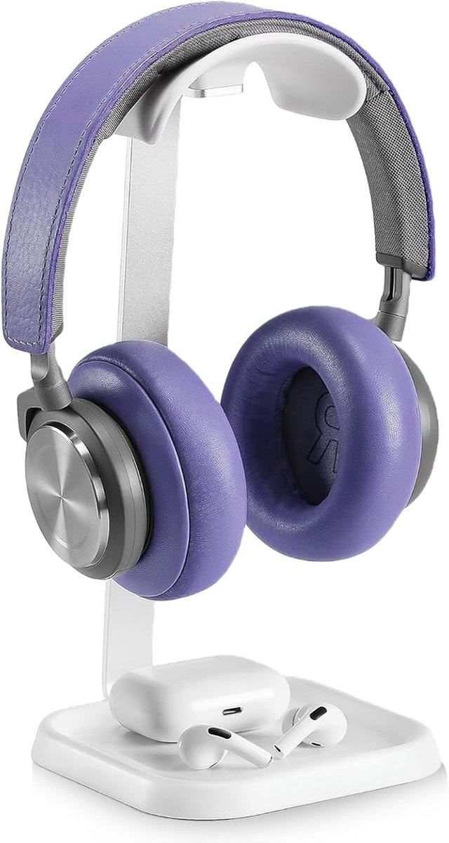 Hoofdtelefoonstandaard met opbergvak - gebogen aluminium - zware headsethouder - voor gaming-headsets - ShopVlot