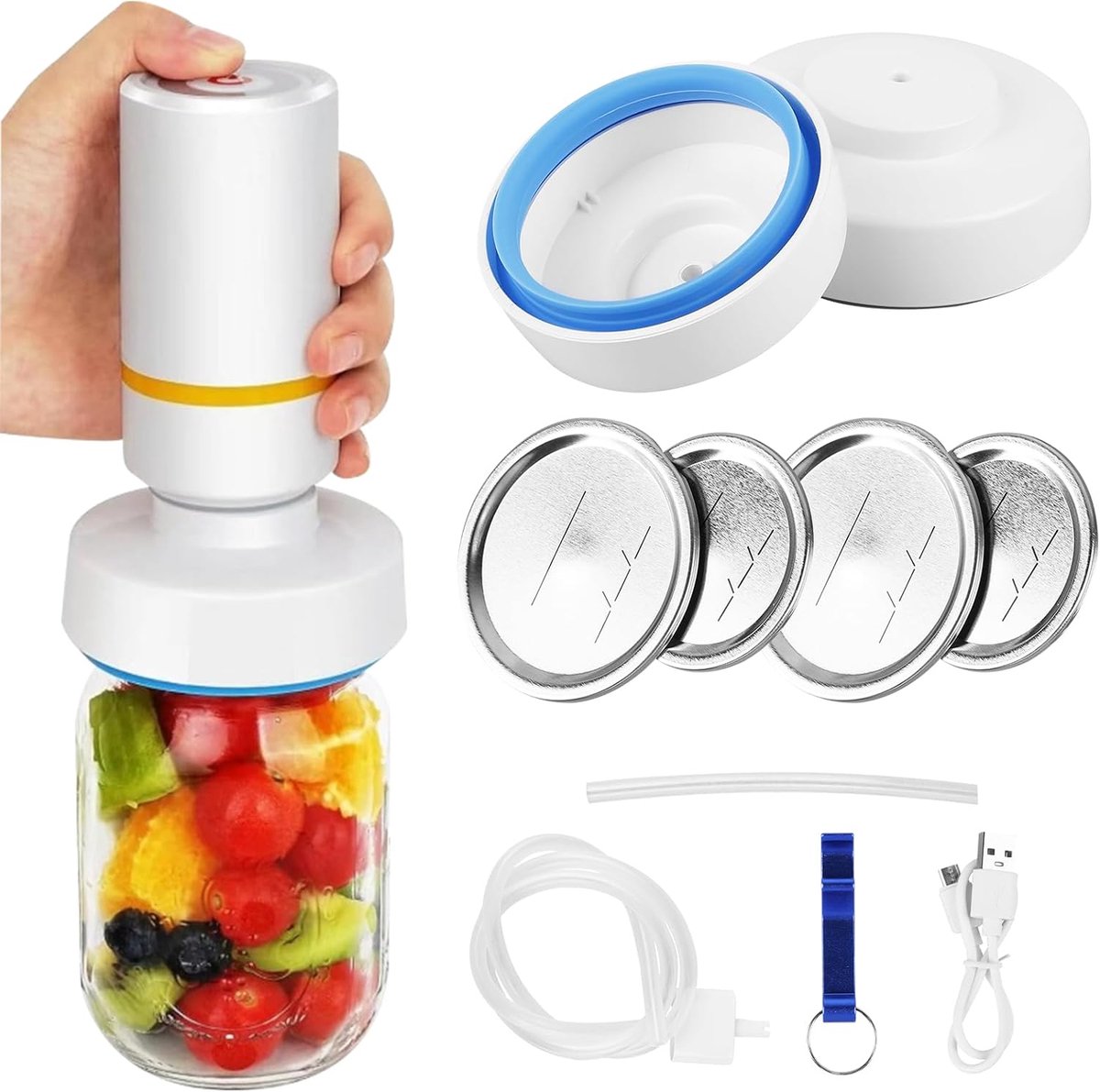 Vacuumsealer voor glazen potten - elektrisch - klein formaat - verlengt houdbaarheid - ShopVlot