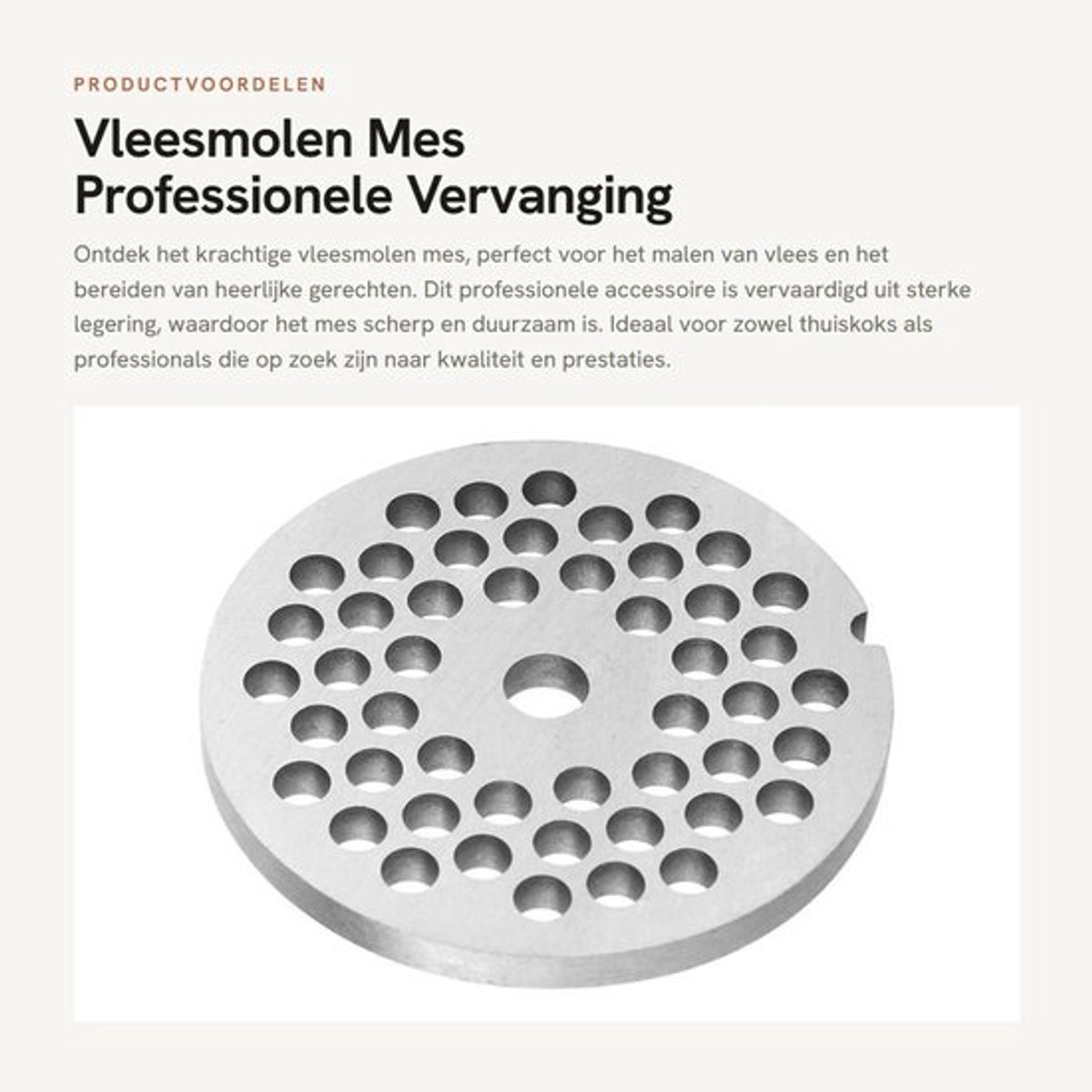 Vleesmolen Mes Professionele Vervanging - Legering Plaat - Schijf Mes met Gaten - 5mm Gatdiameter - Duurzaam en Veilig - Eenvoudig te Reinigen - Vleesplaat