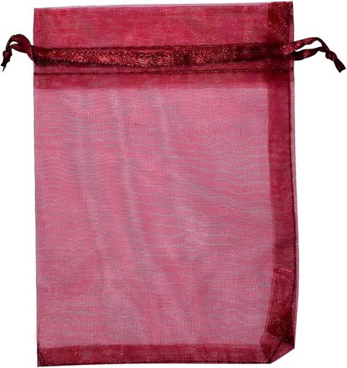 Geschenkzakjes set van 10 - Organza zakjes 100 x 120 mm - Transparant - Trekkoordsluiting - Wijnrood - Onmisbaar voor evenementen - Cadeauzakjes