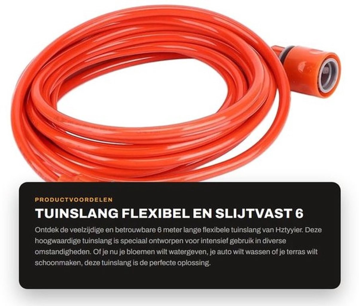 Tuinslang 6 Meter - Flexibel - Waterdicht - Slijtvast - Knikbestendig - Hoogwaardige Kunststof - Geschikt voor Buitengebruik - Waterpijp