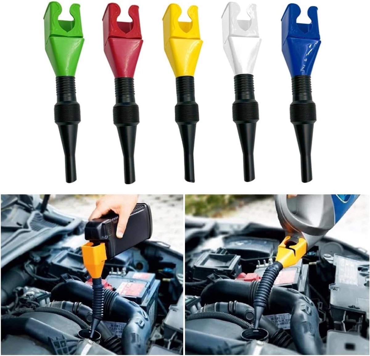 Flexibele Afvoertrechter 5-delig - Plastic Trechter met Slang - Ideaal voor Motorolie en Huishoudelijk Gebruik - ShopVlot