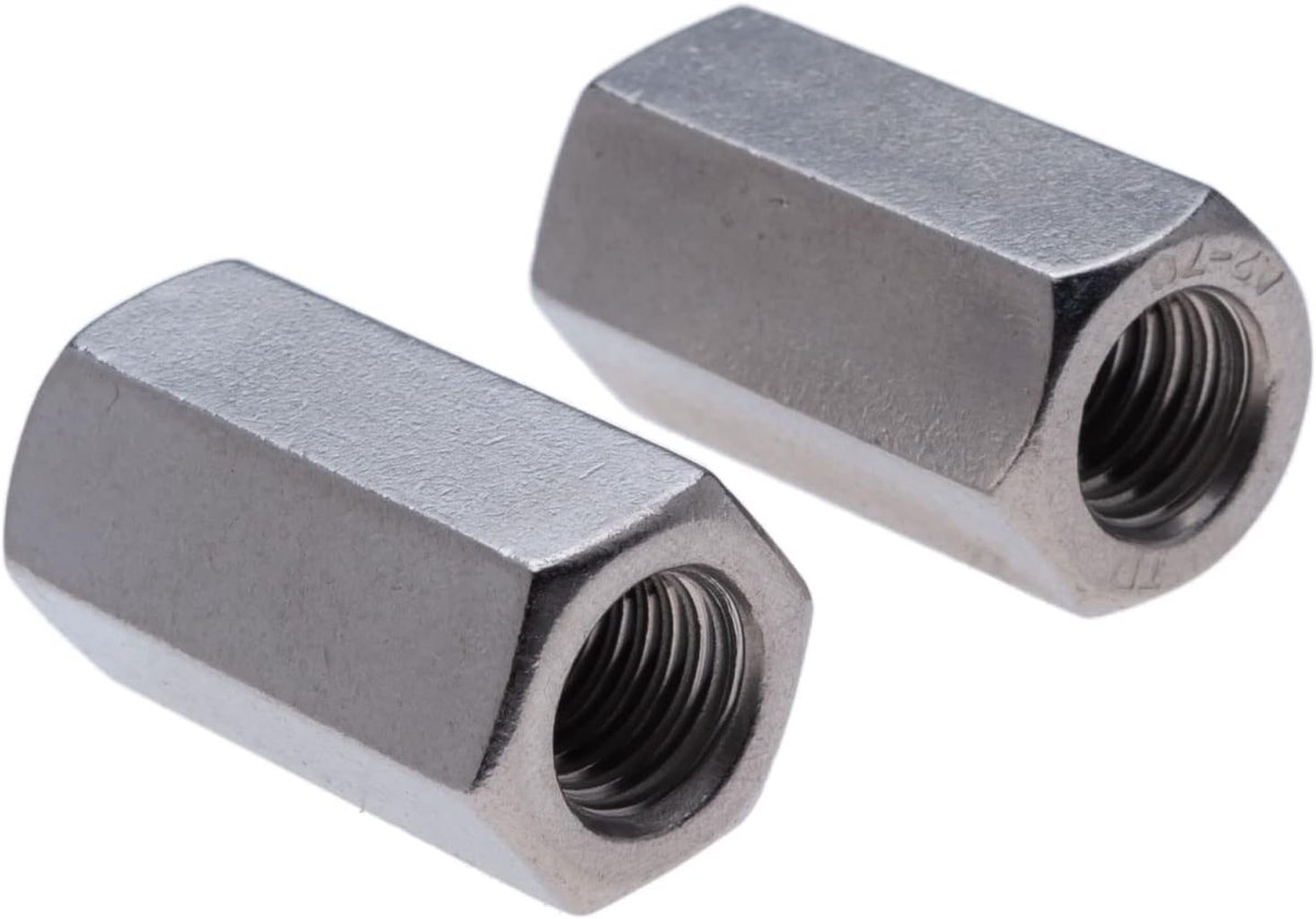 Hex koppelnuts 30mm - roestvrij staal - sterk en corrosiebestendig - ideaal voor verbindingen - ShopVlot