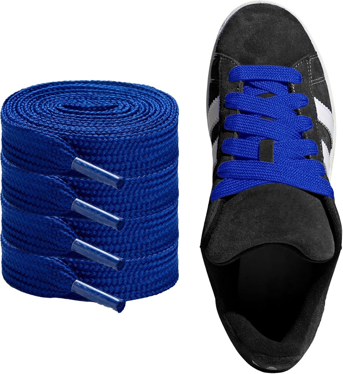 Schoenveters ovaal 6mm - royal blue - 2 paar - geschikt voor sneakers en sportschoenen - optimale pasvorm - ShopVlot