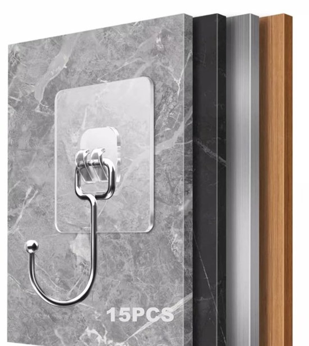 Kleefhaken 15 stuks - Transparante J-haken - Wandhaken zonder boren - Onzichtbare ophangoplossing - Stevig PVC-materiaal - Eenvoudige montage