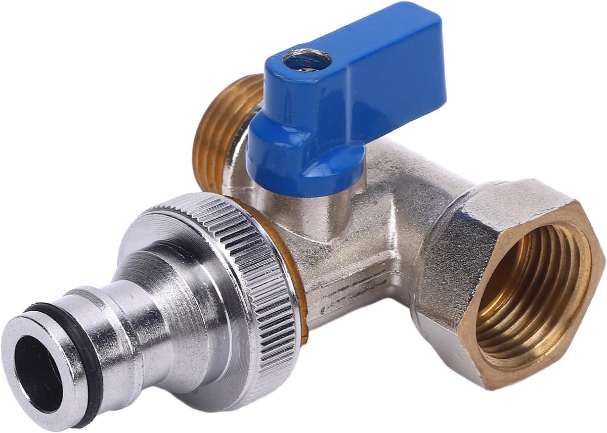 Kraanventiel T-connector G1/2 DN15 - Messing - Meerdere draadinterfaces - Voor keuken en badkamer - ShopVlot