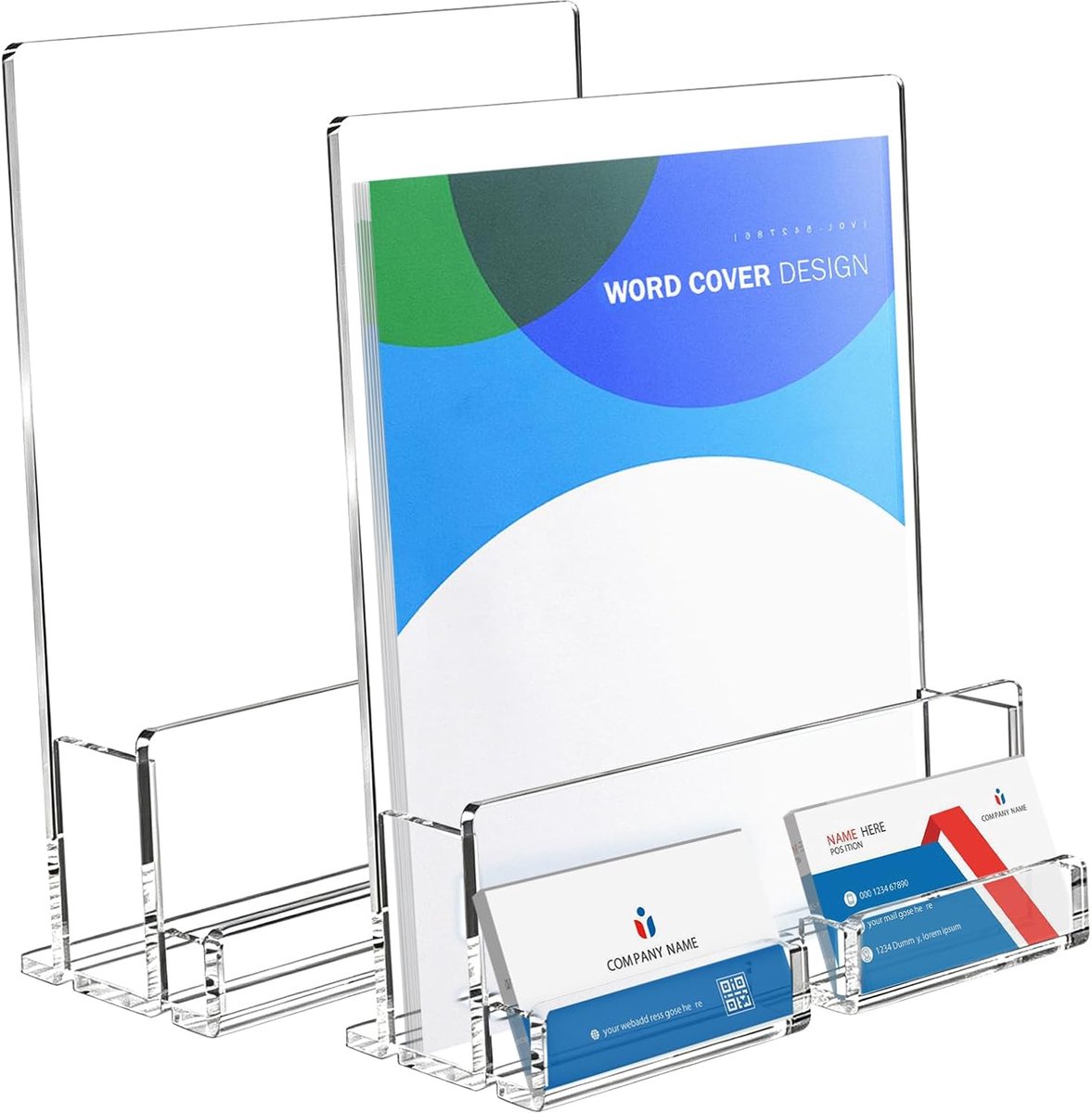 Acryl flyerstandaard 22 x 9 x 26 cm - transparant - met visitekaarthouder - voor duidelijke presentatie - ShopVlot