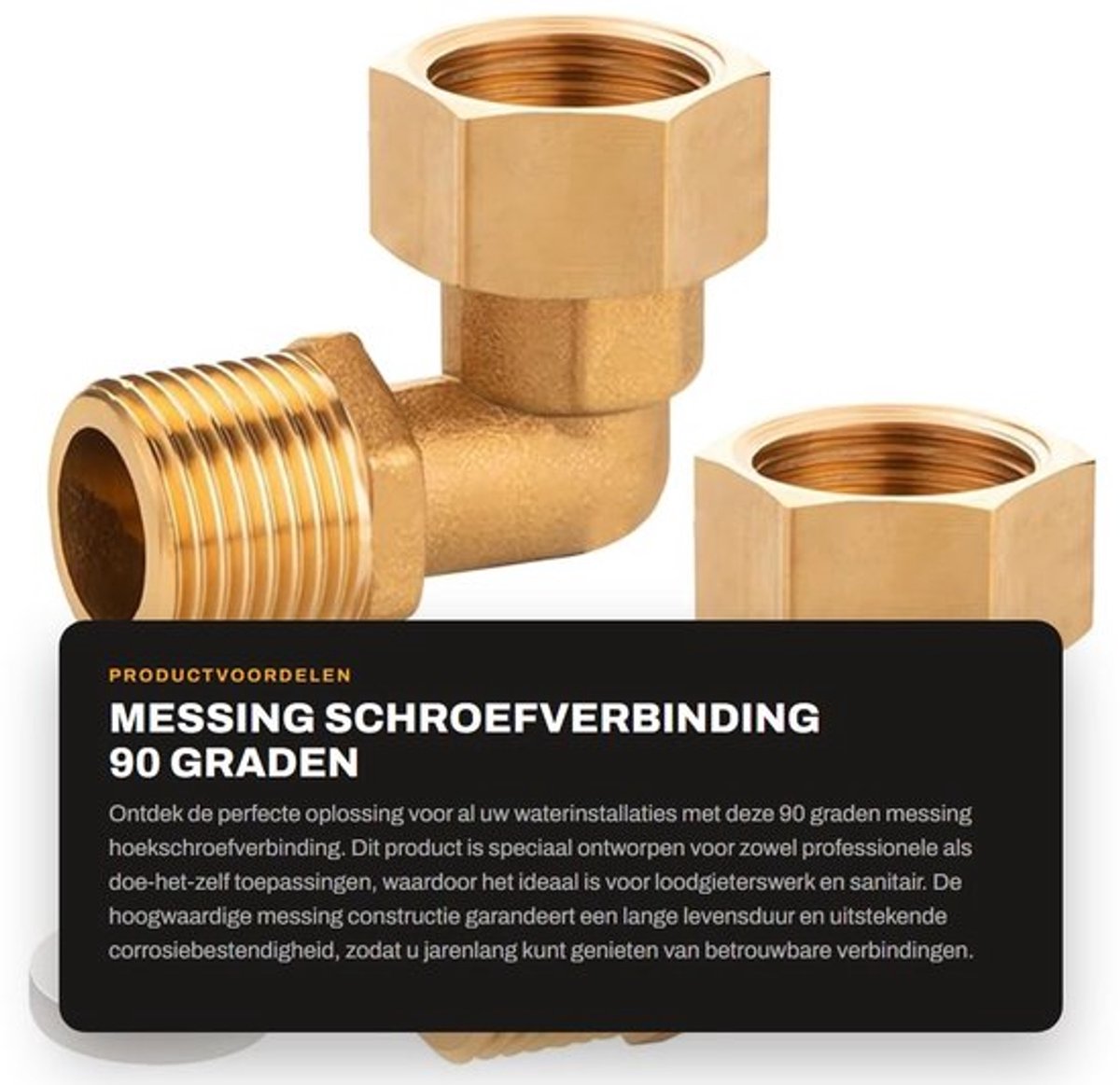 Hoekschroefverbinding 90° - 1/2 inch Messing - 2 Stuks - Corrosiebestendig - Eenvoudig te Installeren - Sterke Verbinding - Pijpbocht