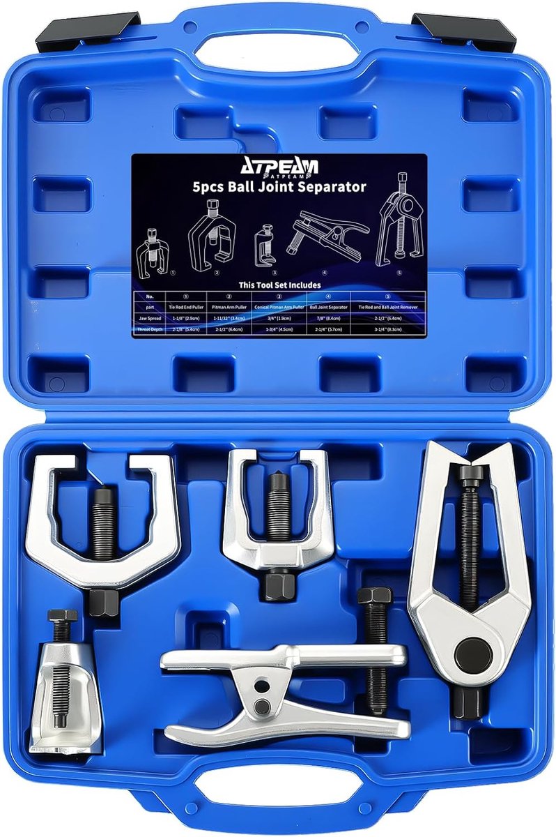 Kogelgewrichtsuitdrukker set 5-delig - Universele pullers - Gesmeed verzinkt - Ideaal voor chassiswerk - ShopVlot