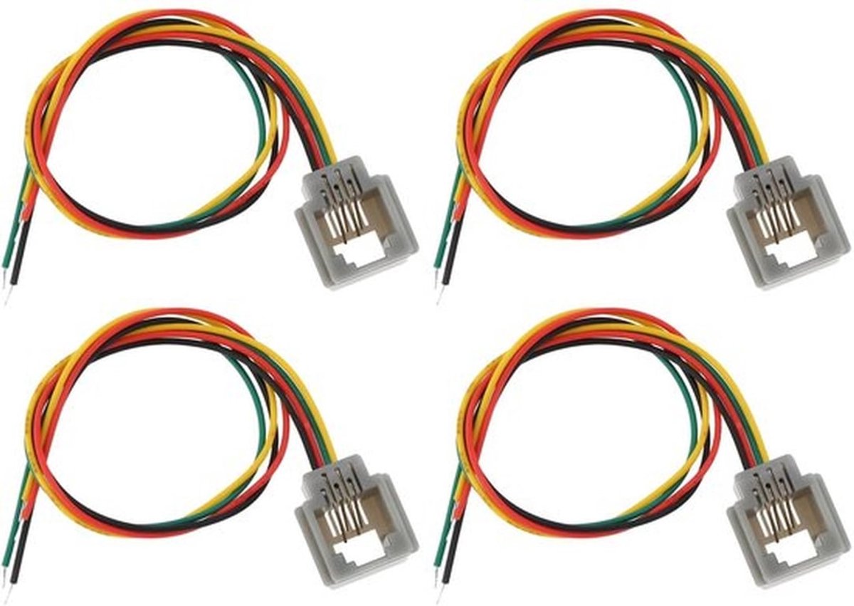 Telefoonkabel 20 cm - 4x 6P4C RJ11/RJ12 - Compatibel met telefoons/faxapparaten - Korte afstandsverbinding - Geschikt voor intercom/deurbel