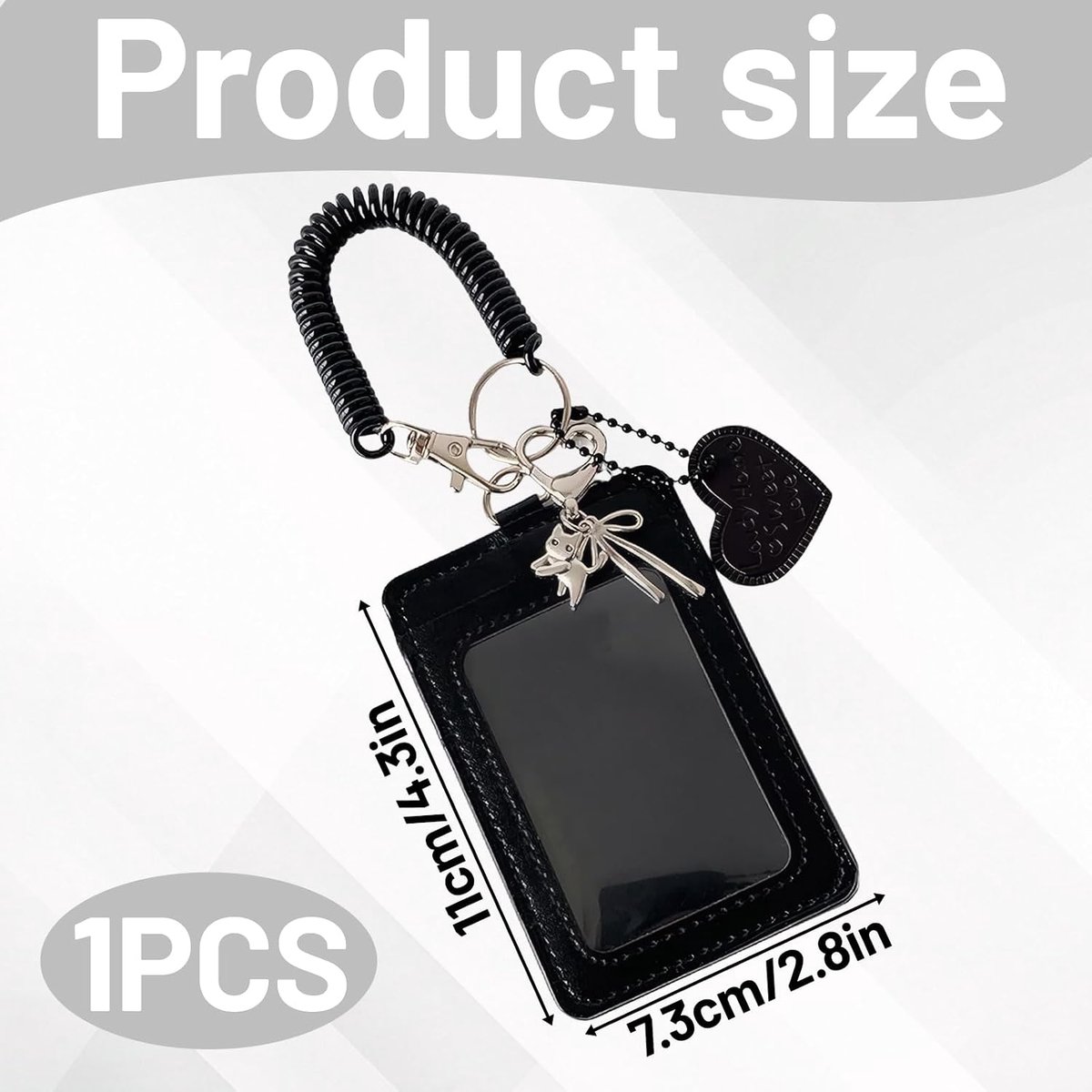 Fotokaart houder met hanger 7,6 cm - zwart - beschermt ID-kaarten en creditcards - ideaal voor dagelijks gebruik - ShopVlot
