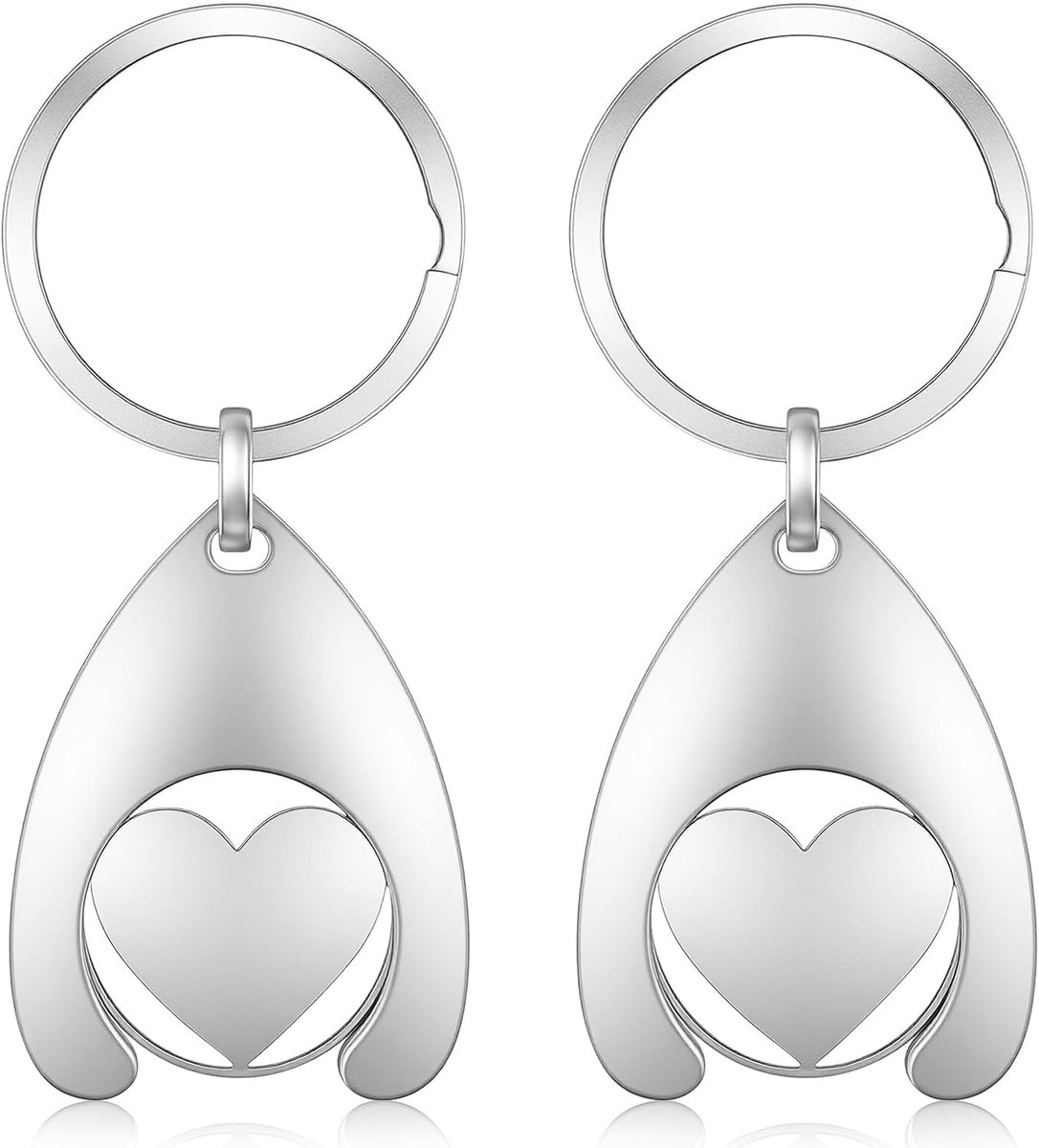 Winkelwagentje ontgrendelaar 2pcs - afneembare sleutelhanger - roestvrij staal - handige oplossing voor supermarkt - ShopVlot