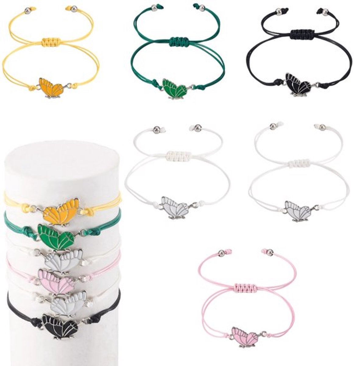 Armbanden Verstelbaar - Gevlochten Touw - Sieraden Maken - 6 Stuks - 3 Stijlen - Polyester Koord